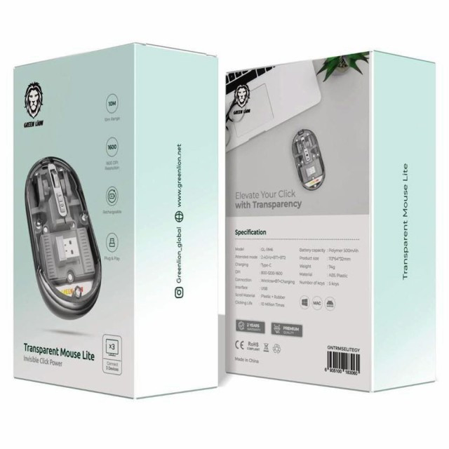 ماوس بی سیم گرین لاین مدل Transparent Mouse lite - مشکی / ا Transparent Mouse lite