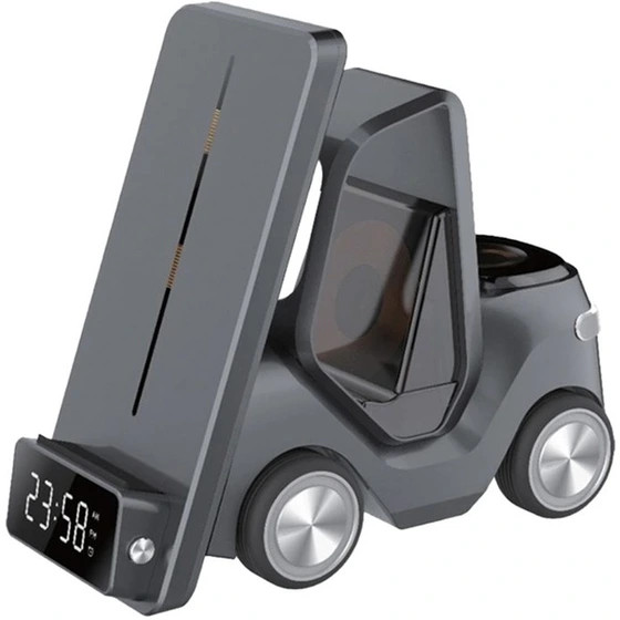 پایه نگهدارنده و شارژر بی سیم گوشی موبایل گرین لاین مدل Forklift 5 in 1 خاکستری