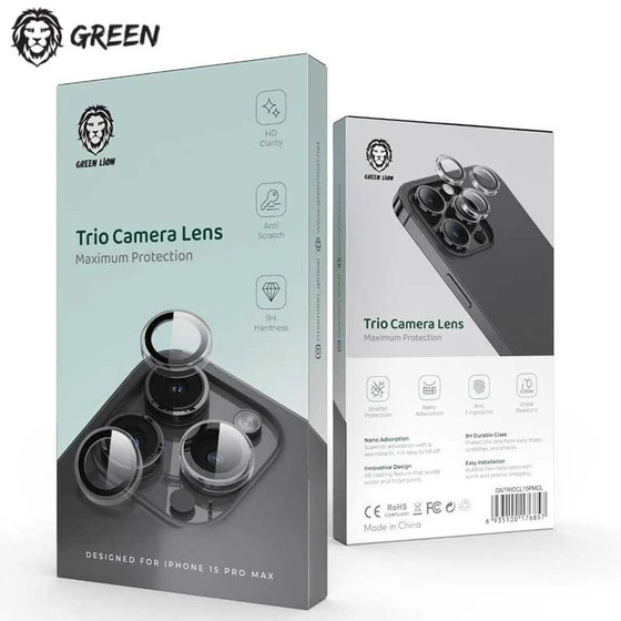 گلس لنز رینگی گرین ایفون GREEN LION HD PLUS CAMERA LENS IPHONE 15 PRO MAX/15 PRO