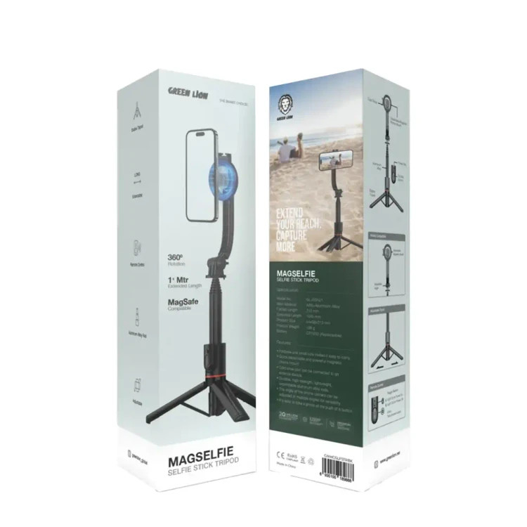منوپاد و سه پایه گرین لاین با گیره مگنتی magselfie selfie stick tripod