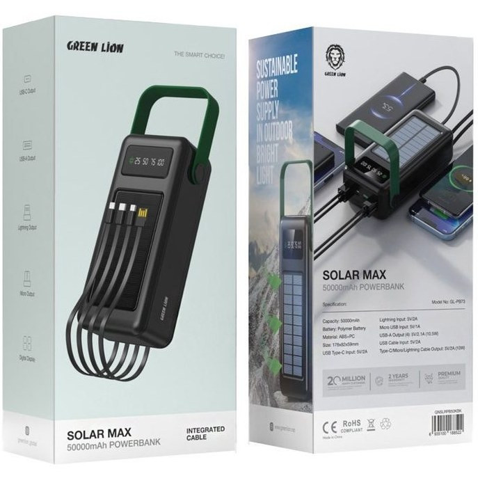 پاوربانک خورشیدی گرین مدل Solar Max ظرفیت ۵۰ هزار میلی آمپر