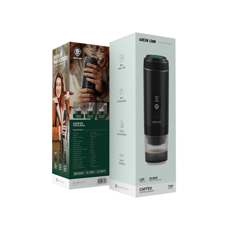 اسپرسوساز قابل حمل گرین لاین مدل CAFFEX Coffee Maker GNCFCFGL05BK