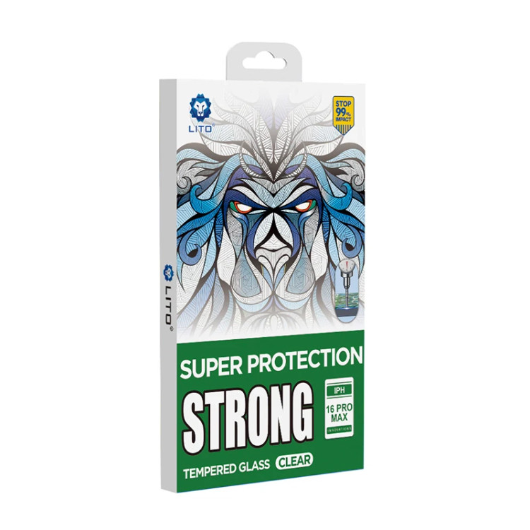 گلس شیشهای تمام صفحه iPhone 16 Pro مدل Strong برند LITO