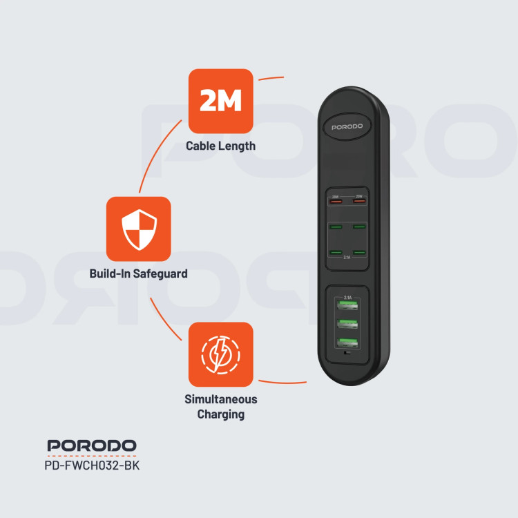 شارژر رومیزی Porodo مدل PD-FWCH032-BK 50W