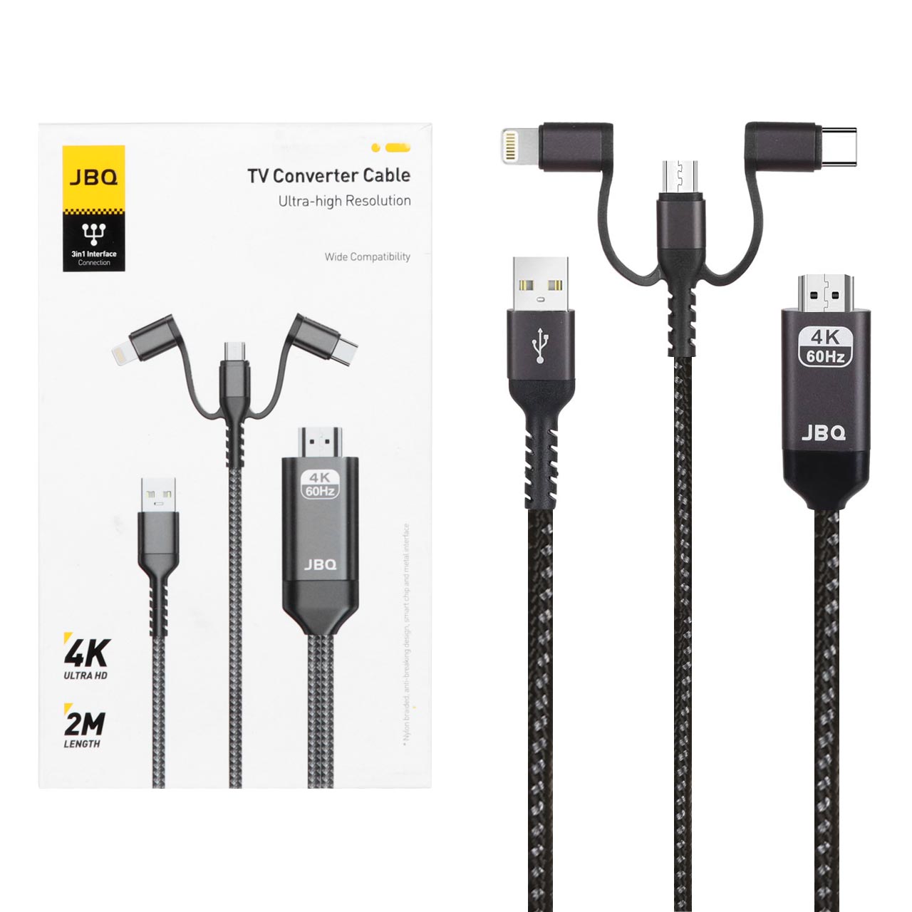 کابل 2 متری JBQ HDMI 3 in 1 مدل MH-088 رنگ مشکی 