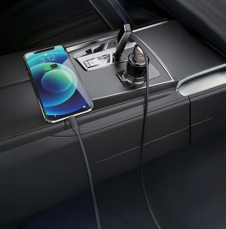 GREEN LION | شارژر فندکی سه پورت 1 متر کابل دو سر تایپ سی + Roadex Triple Port Car Charger 80W گرین لاین