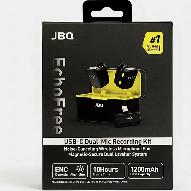 میکروفون بیسیم مغناطیسی دوکاناله JBQ Elevano USB-C Dual-Mic Recording Kit
