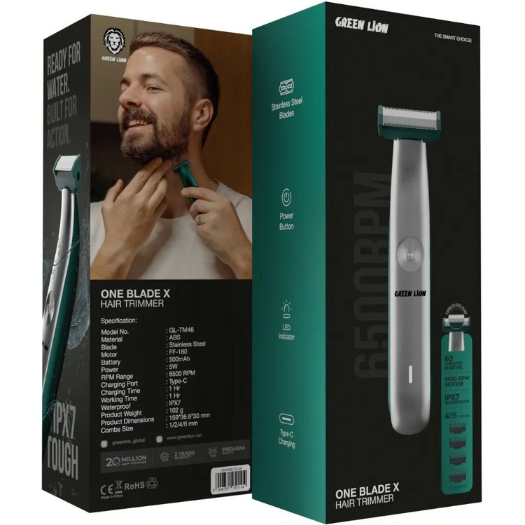 ماشین اصلاح موی سر و صورت گرین لاین GREEN LION ONE BLADE X مدل GL-TM46