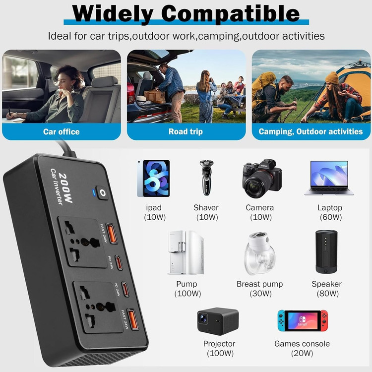 اینورتر فندکی گرین لاین مدل GC-200 ظرفیت ۲۰۰ وات