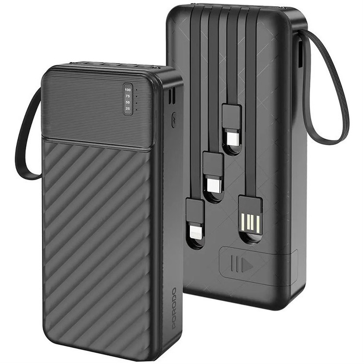 پاوربانک 20000 میلی آمپر پرودو با کابل متصل Porodo Piano 20000mAh Power Bank with Integrated Cables