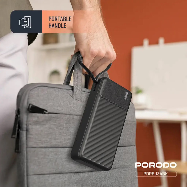 پاوربانک 20000 میلی آمپر پرودو با کابل متصل Porodo Piano 20000mAh Power Bank with Integrated Cables